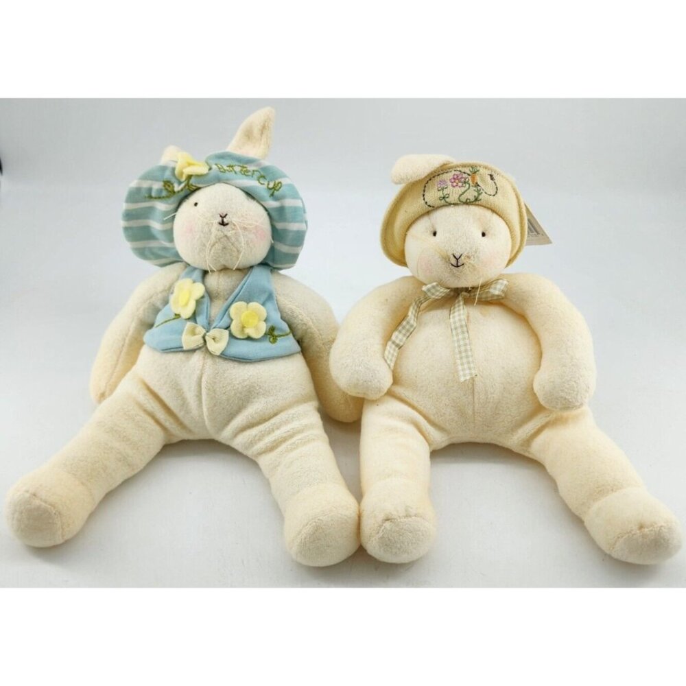 Hallmark Bunnies By The Bay Buttercup & Baylee Easter Spring Plush‎ Rabbits 2002